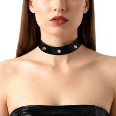 Чокер с шипами виниловый цвет черный с эффектом мокрого бархата Art of Sex Mistress размер S