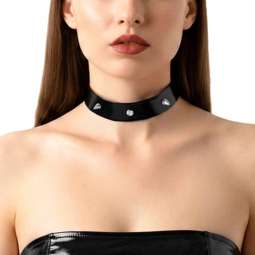 Лакований чокер із шипами колір чорний Art of Sex Mistress розмір L