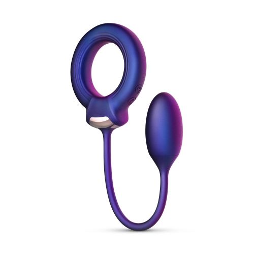 Вибромассажер простаты в форме яйца с эрекционным кольцом фиолетовый Hueman Eclipse Anal Vibrator