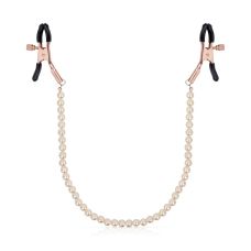 Зажимы для сосков с жемчужной цепочкой белые Rosy Gold Nipple Clamps Pearls