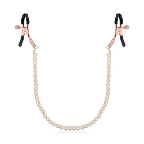 Зажимы для сосков с жемчужной цепочкой белые Rosy Gold Nipple Clamps Pearls