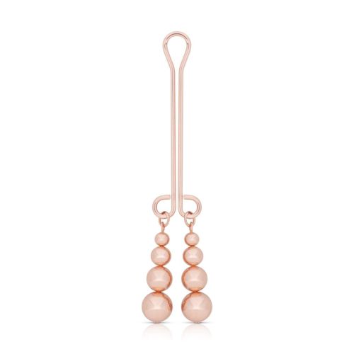 Зажим для клитора с бузинками золотистого цвета Rosy Gold Clitoris Clamp Subtle Weight