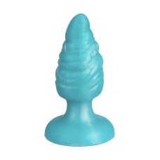 Анальная пробка на присоске рельефная бирюзовая SilexD Fantasy Melty Plug размер M 