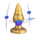 Анальная пробка на присоске ребристая золотистая SilexD Fantasy Goldy Plug размер M 