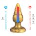 Анальная пробка на присоске ребристая золотистая SilexD Fantasy Goldy Plug размер M 