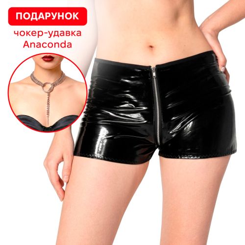 Лаковані шортики на блискавці колір чорний Art of Sex Jarina розмір L