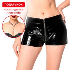 Лаковані шортики на блискавці колір чорний Art of Sex Jarina розмір XL