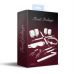 Набор для БДСМ из 7-ти предметов натуральная кожа белого цвета Feral Feelings BDSM Kit 7 наручники, поножи, коннектор, маска, паддл, кляп, зажимы