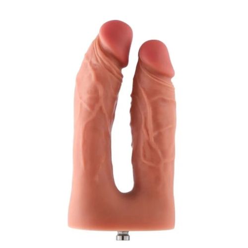 Двойной фаллоимитатор реалистичный Насадка для секс-машин телесный Hismith Double Penetrator Dildo система KlicLok