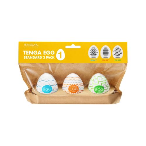 Набір мастурбаторів-яєць прозорого кольору Tenga Egg Standard 3 Pack 1 Wavy, Starry, Cubic 3 штуки