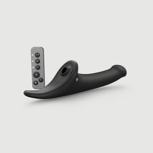 Вібронасадка для страпону з вакуумною стимуляцією чорна Strap-On-Me Multi Orgasm Dildo розмір M