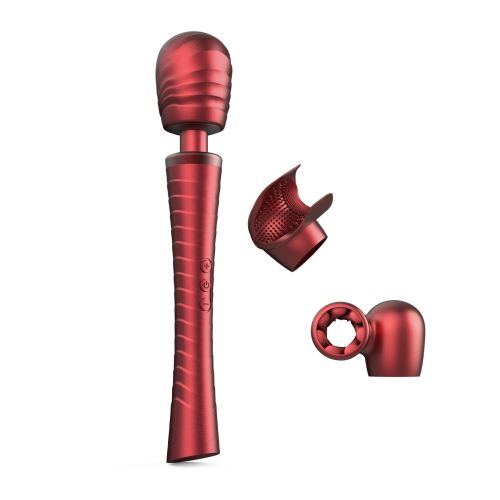 Вібромасажер Ванд зі змінними насадками червоний Manwan MAN.WAND EDGY Velvet Red