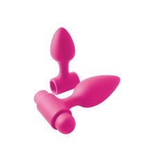 Анальные вибропробки розового цвета NS Novelties INYA - Vibe-O-Spades комплект из 2 плагов с встроенным вибратором