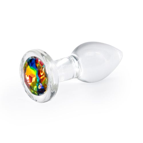 Стеклянная анальная пробка с радужным камушком NS Novelties Crystal - Desires Small
