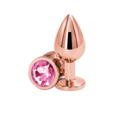 Анальний затор золотистий з рожевим камінчиком NS Novelties Rear Assets - Rose Gold розмір Medium
