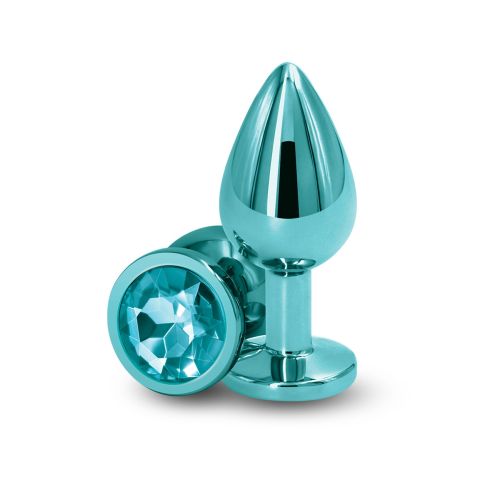 Анальная пробка с камушком бирюзовая NS Novelties Rear Assets размер Medium