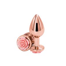 Анальна пробка металева золотиста з трояндочкою NS Novelties Rear Assets - Rose розмір Medium