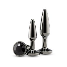 Набір анальних глянцевих пробок з кристалом чорні NS Novelties Rear Assets - Tapered Trainer Kit розміри Small - Medium - Gunmetal