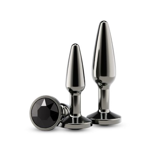 Набір анальних глянцевих пробок з кристалом чорні NS Novelties Rear Assets - Tapered Trainer Kit розміри Small - Medium - Gunmetal