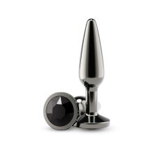 Анальна пробка глянсова із кристалом чорна NS Novelties Rear Assets - Tapered розмір Medium - Gunmetal