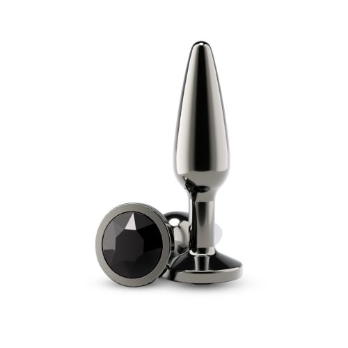 Анальна пробка глянсова із кристалом чорна NS Novelties Rear Assets - Tapered розмір Medium - Gunmetal