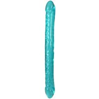 Фаллоимитатор двусторонний реалистичный бирюзовый Doc Johnson Crystal Jellies Double Dong 18 Inch