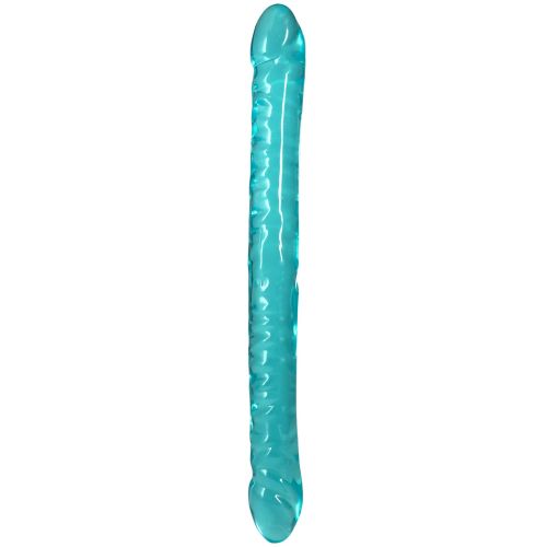 Фаллоимитатор двусторонний реалистичный бирюзовый Doc Johnson Crystal Jellies Double Dong 18 Inch