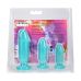 Набір анальних пробок у формі члена бірюзовий Doc Johnson Crystal Jellies - Anal Starter Kit