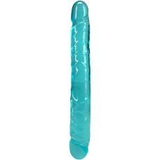 Фаллоимитатор двусторонний реалистичный бирюзовый Doc Johnson Crystal Jellies 12" Jr. Double Dong
