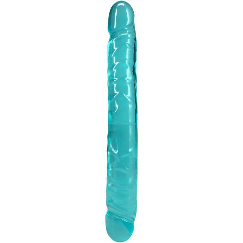 Фаллоимитатор двусторонний реалистичный бирюзовый Doc Johnson Crystal Jellies 12" Jr. Double Dong