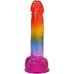 Фаллоимитатор реалистичный на присоске радужный Doc Johnson Crystal Jellies - Realistic cock with balls  8.5