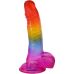 Фаллоимитатор реалистичный на присоске радужный Doc Johnson Crystal Jellies - Realistic cock with balls  8.5