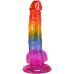 Фаллоимитатор реалистичный на присоске радужный Doc Johnson Crystal Jellies - Realistic cock with balls  8.5