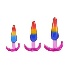 Набор анальных пробок разноцветных Doc Johnson Crystal Jellies - Anal Trainer Set