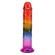 Фаллоимитатор реалистичный на присоске радужный Doc Johnson Crystal Jellies - 8.5 Inch
