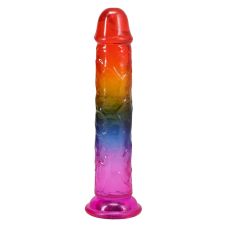 Фаллоимитатор реалистичный на присоске радужный Doc Johnson Crystal Jellies - 7.5 Inch