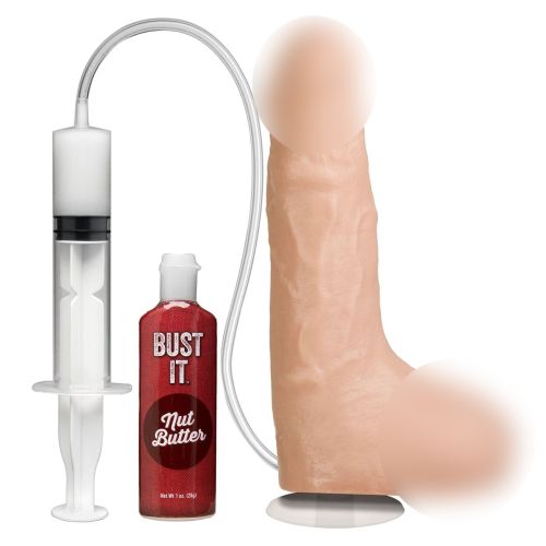 Кончающий фаллоимитатор реалистичный на присоске телесный Doc Johnson The Realistic Cock ULTRASKYN - Squirting 9,5