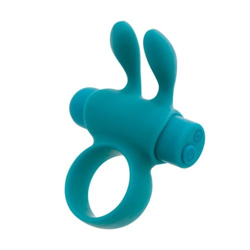 Эрекционное виброкольцо на член с ушками для клитора бирюзовое S Pleasures Premium Rabbit Ring со съемной вибропулей