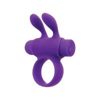 Эрекционное виброкольцо на член с ушками для клитора фиолетовое S Pleasures Premium Rabbit Ring со съемной вибропулей