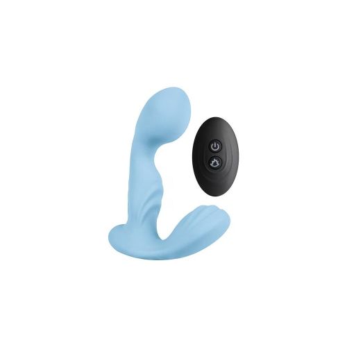Вібромасажер простати з бірюзовим рельєфом з пультом керування S Pleasures Premium FUZZY