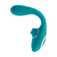 Подвійний вібратор для точки G та клітора з вакуумом бірюзовий S Pleasures Dual Suction