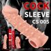 Насадка на член реалистичная с шипами с петлей для мошонки телесная Kokos Cock Sleeve CS 005 размер S 