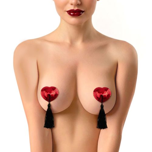 Пестисы-сердечки с кисточками красный Art of Sex - Sparkling Hearts 