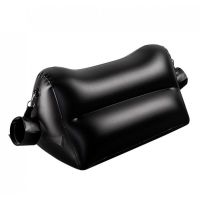 Подушка надувная для секса с фиксаторами манжетами стеком и щекоталкой в комплекте черного цвета NMC Dark magic portable inflatable cushion