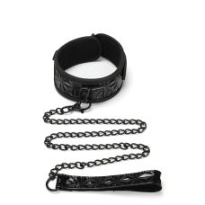 Ошейник с поводком на цепочке БДСМ черного цвета Whipsmart Diamond collar and leash