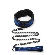Ошейник с поводком на цепочке БДСМ синего цвета Whipsmart Diamond collar and leash