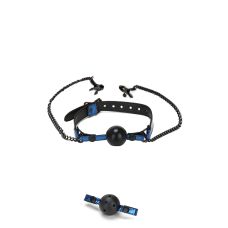 Кляп-шарик в рот с зажимами для сосков синий WHIPSMART DIAMOND