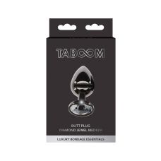 Анальная металлическая пробка M с черным камнем Butt Plug With Diamond Jewel Taboom