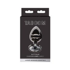 Анальная пробка L черная металлическая с черным камнем Butt Plug With Diamond Jewel Taboom