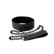 Ошейник с цепочкой поводком черного цвета NS Novelties Renegade bondage collar 